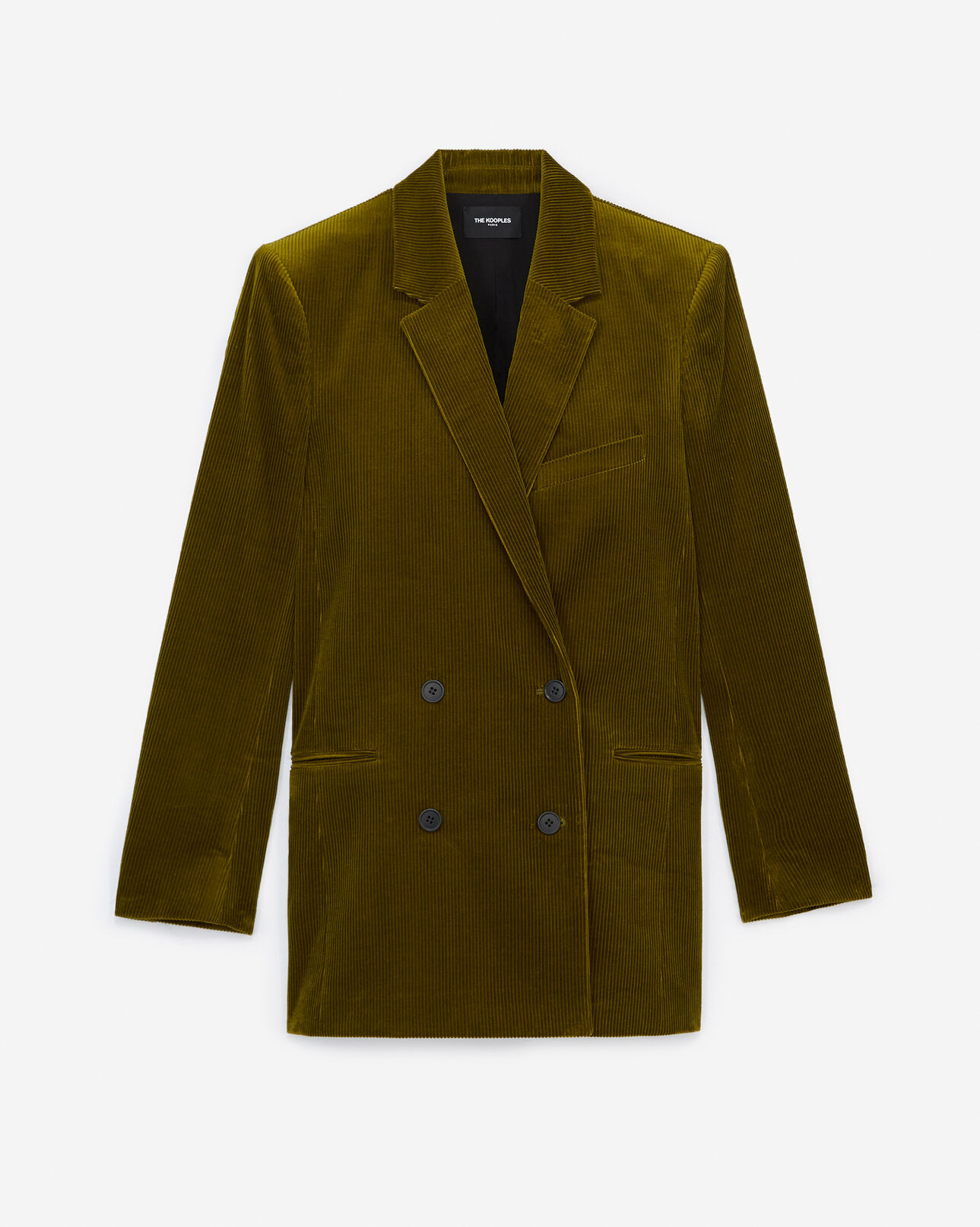The Kooples FEMME DARK GREEN veste velours côtelé verte croisée