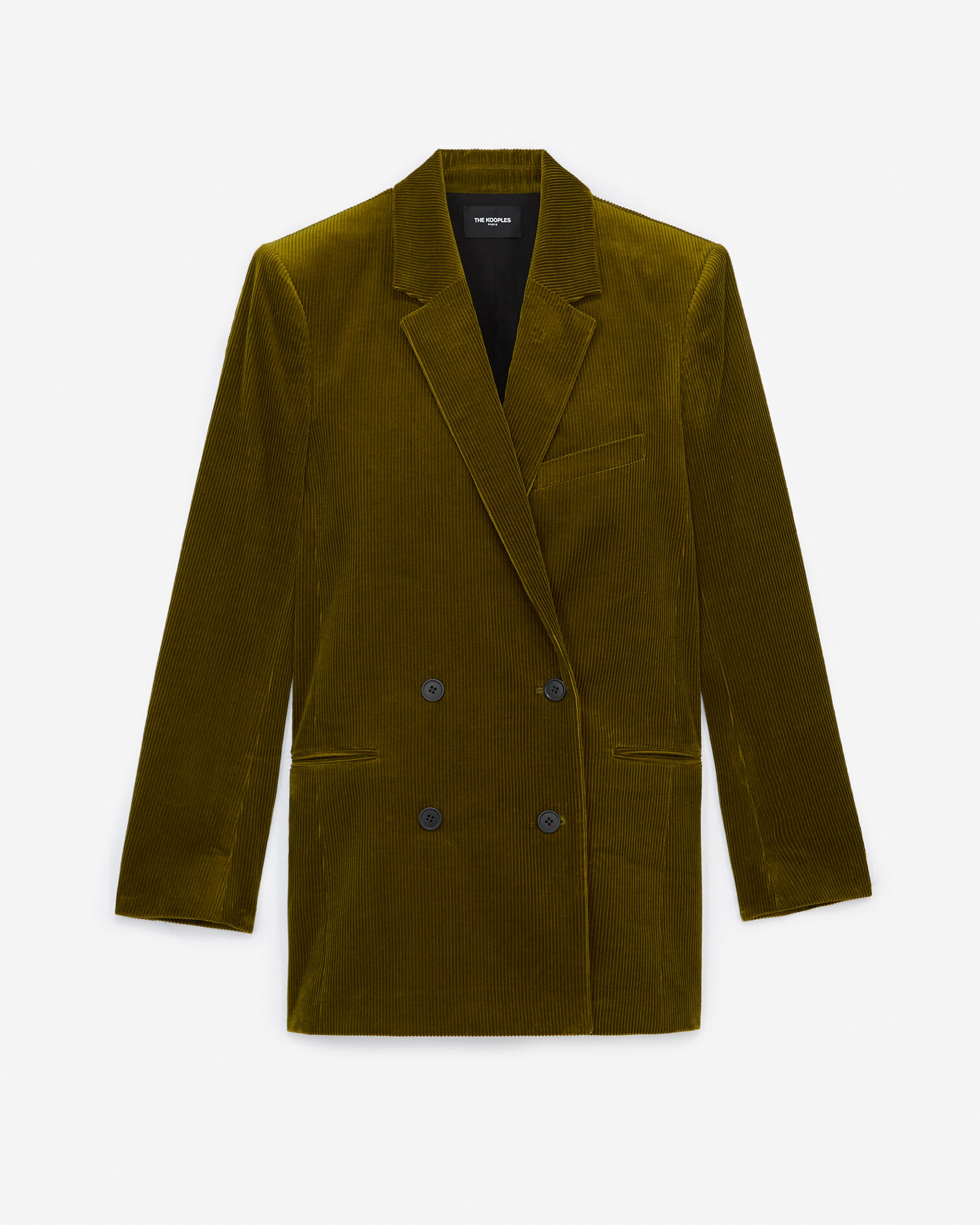 Green double-breasted corduroy jacket, DARK GREEN, hi-res image number null