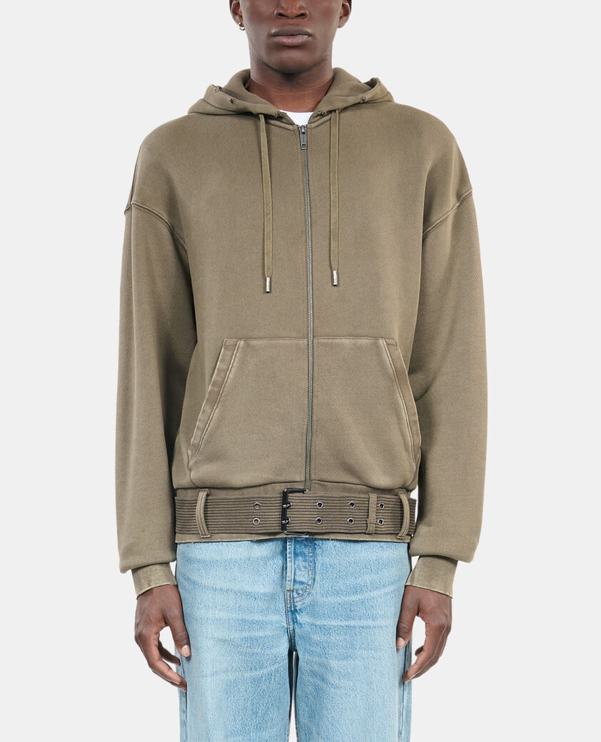 The Kooples HERREN OLIVE khakivarbenes sweatshirt mit kapuze