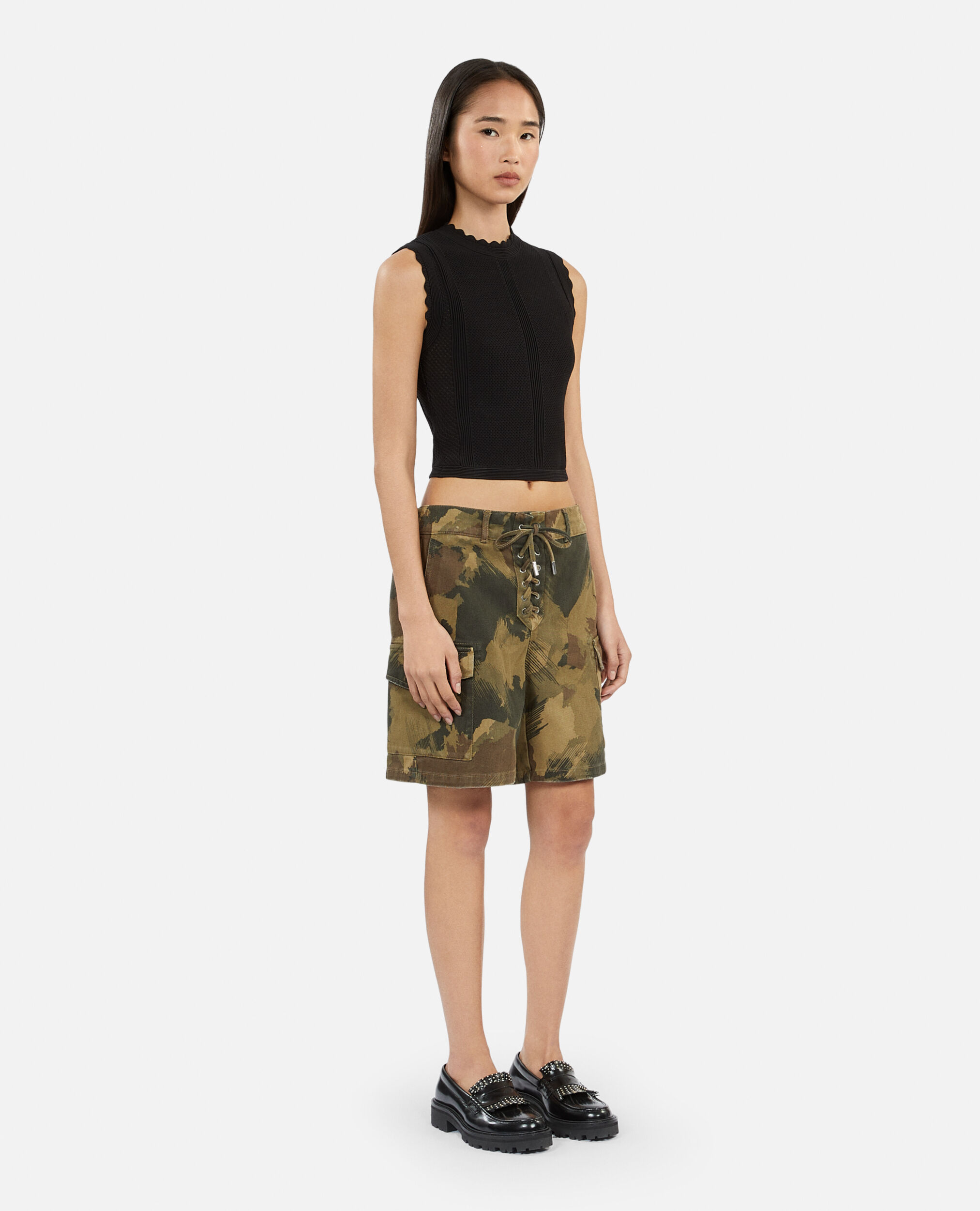 Camouflage denim shorts, CAMOUFLAGE, hi-res image number null