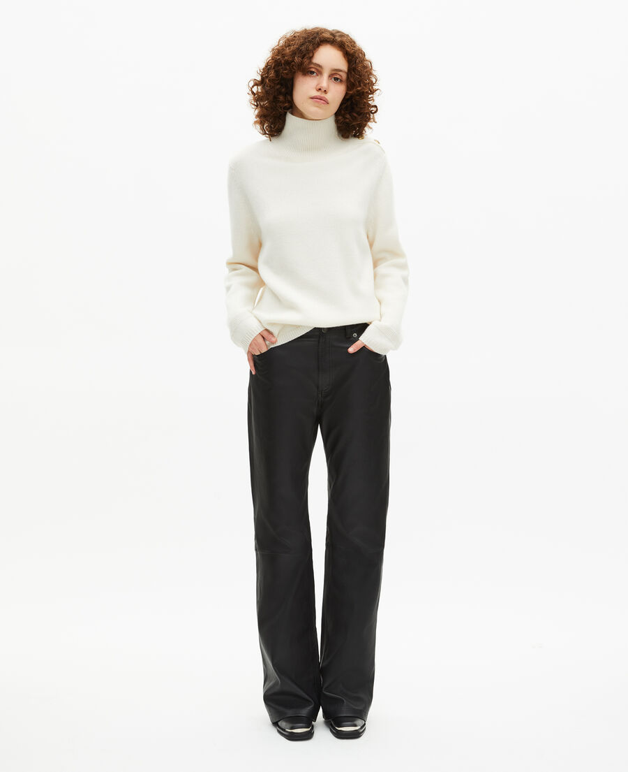 The Kooples FEMME ECRU pull col montant en laine écru