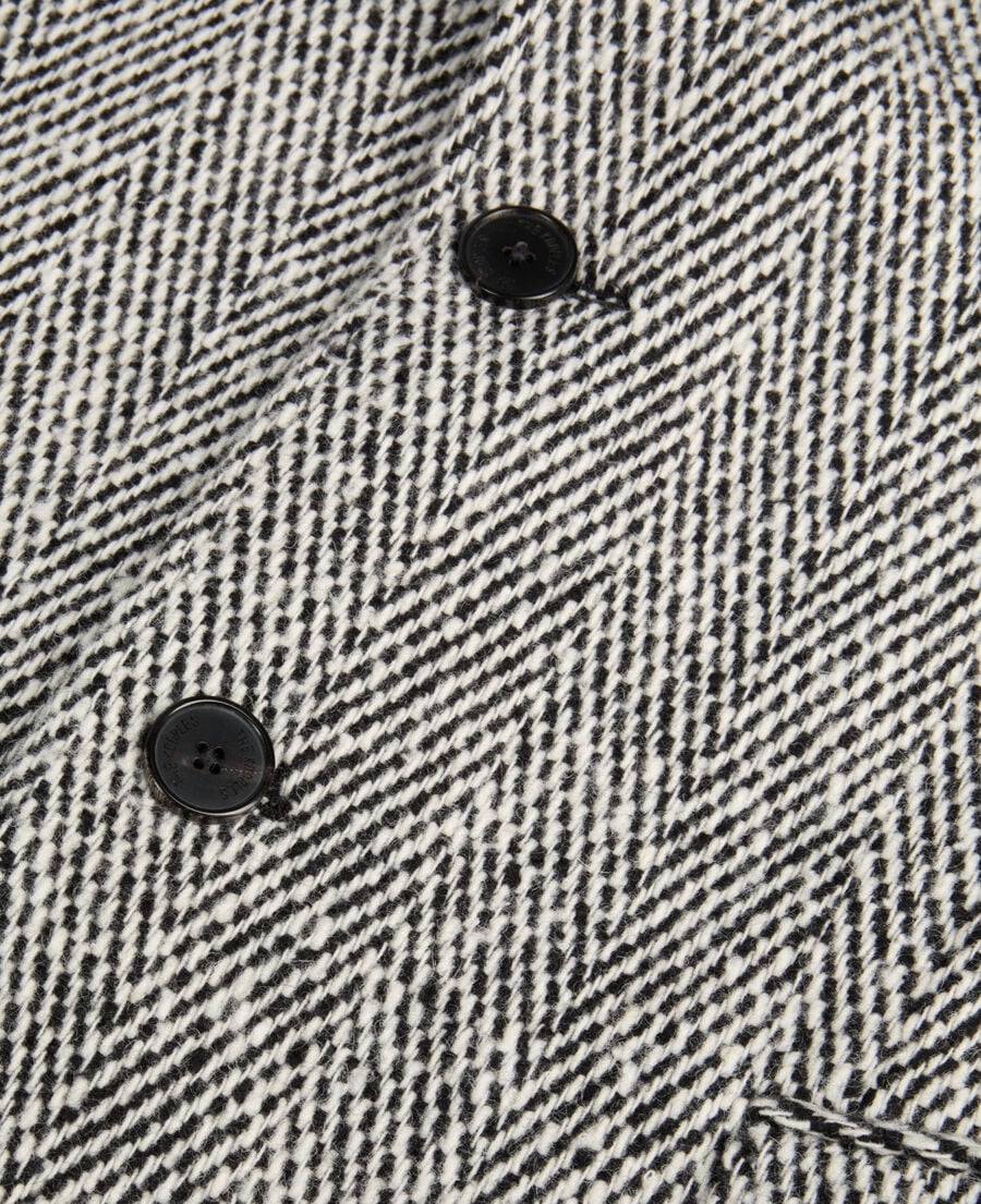 The Kooples H BLACK WHITE long black and white herringbone coat