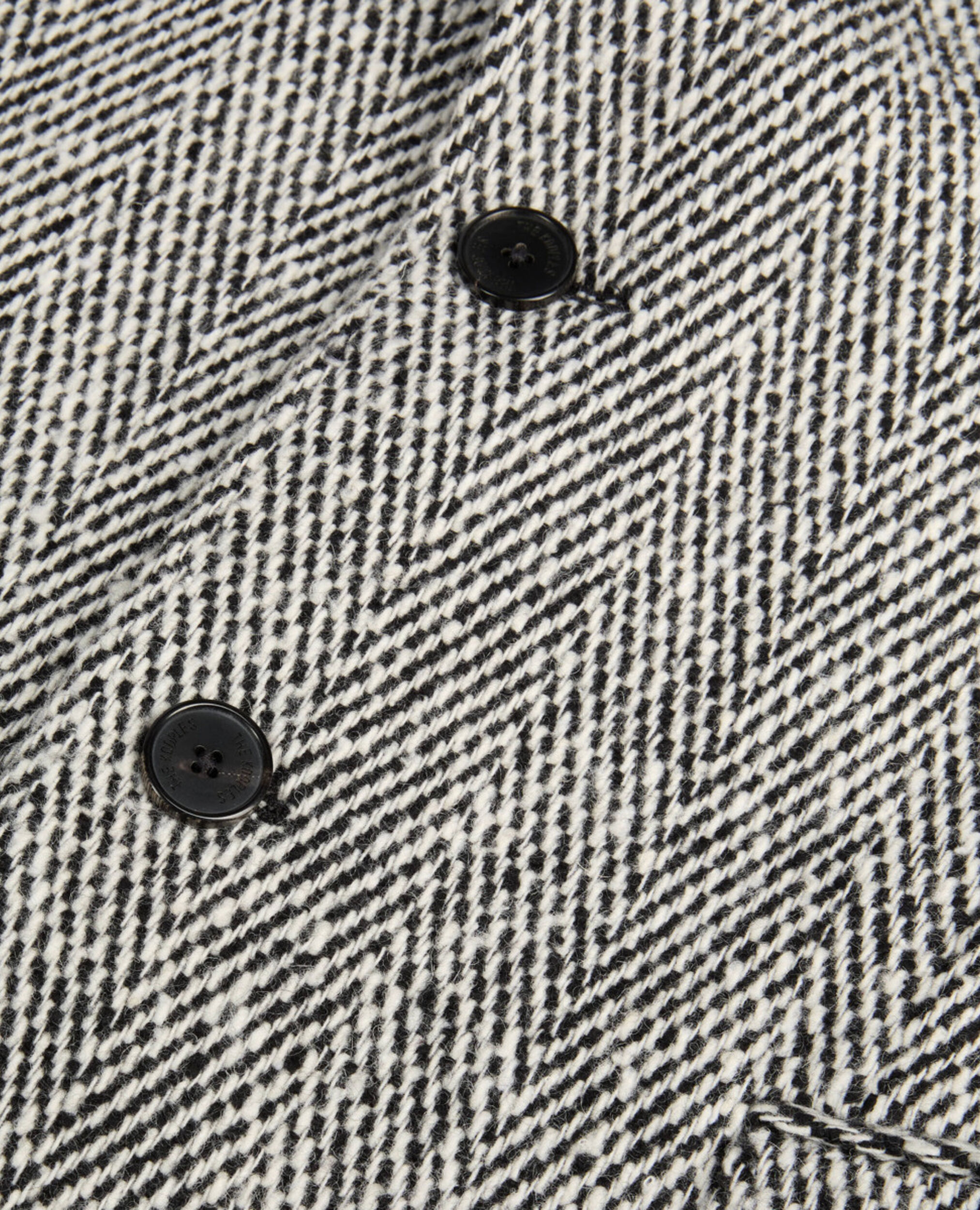 Long black and white herringbone coat, BLACK WHITE, hi-res image number null