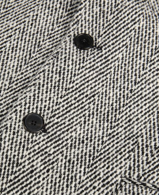 The Kooples H BLACK WHITE long black and white herringbone coat