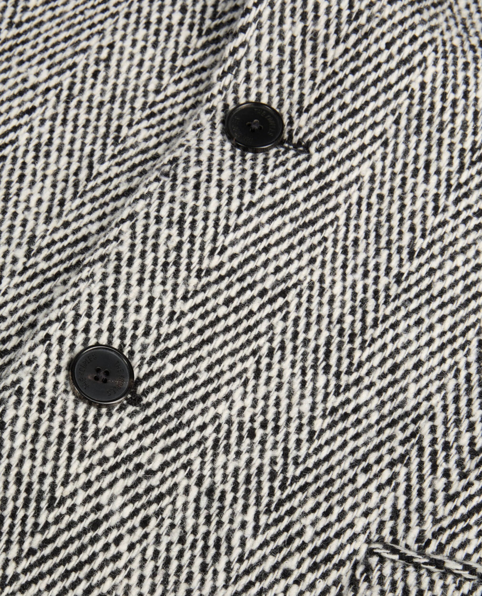 Long black and white herringbone coat, BLACK WHITE, hi-res image number null