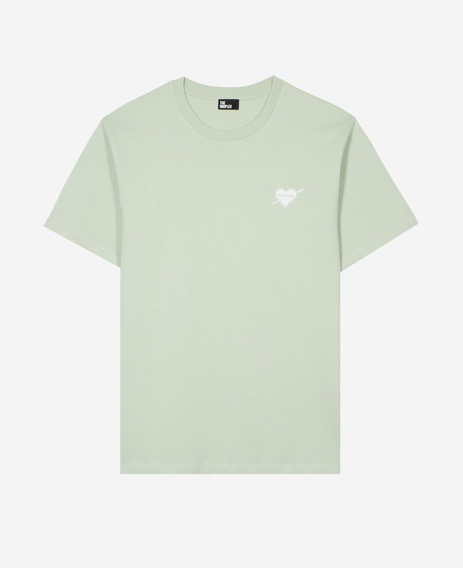 The Kooples MEN ALMOND GREEN t-shirt with green heart flocking