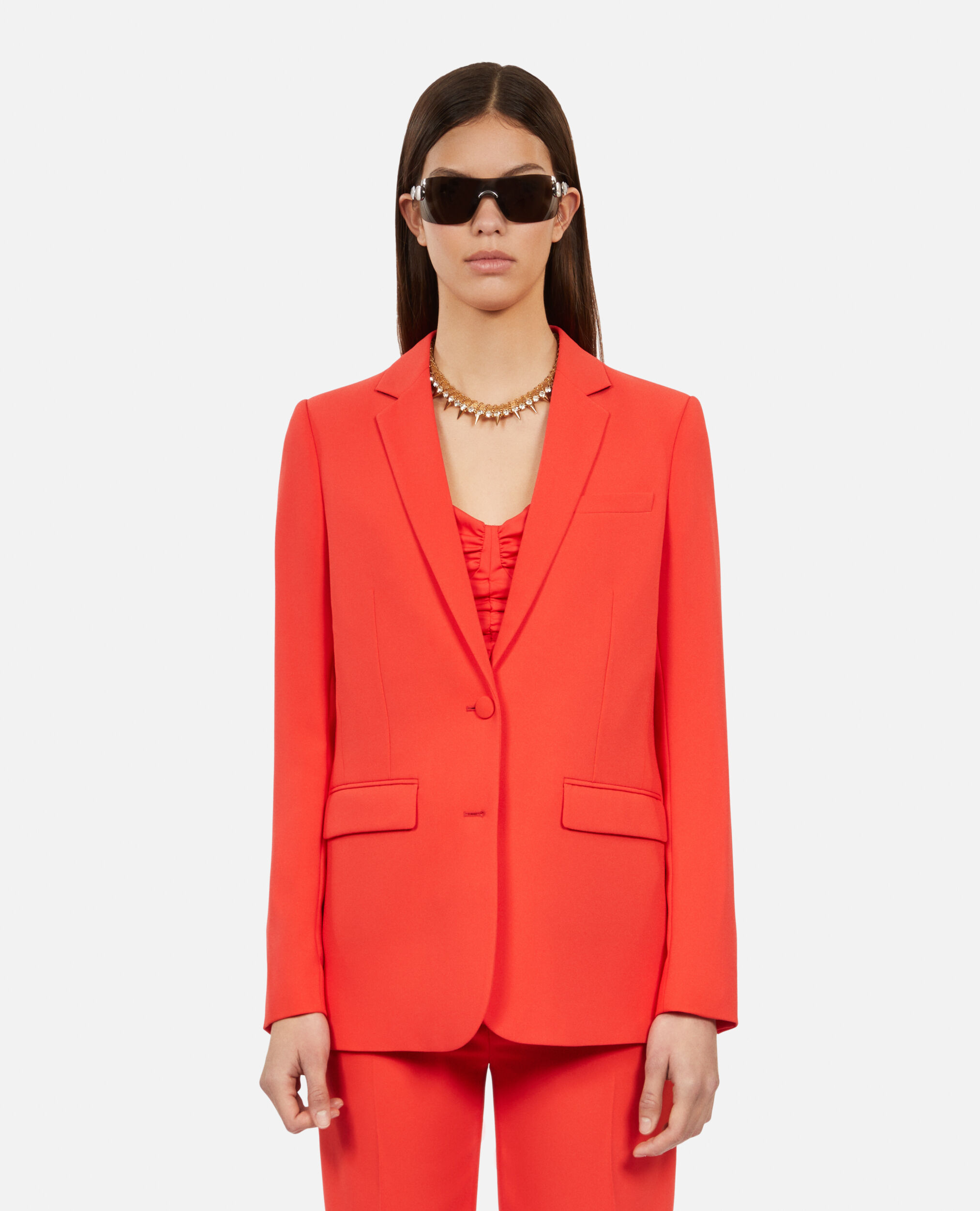Red crepe suit jacket, RED, hi-res image number null