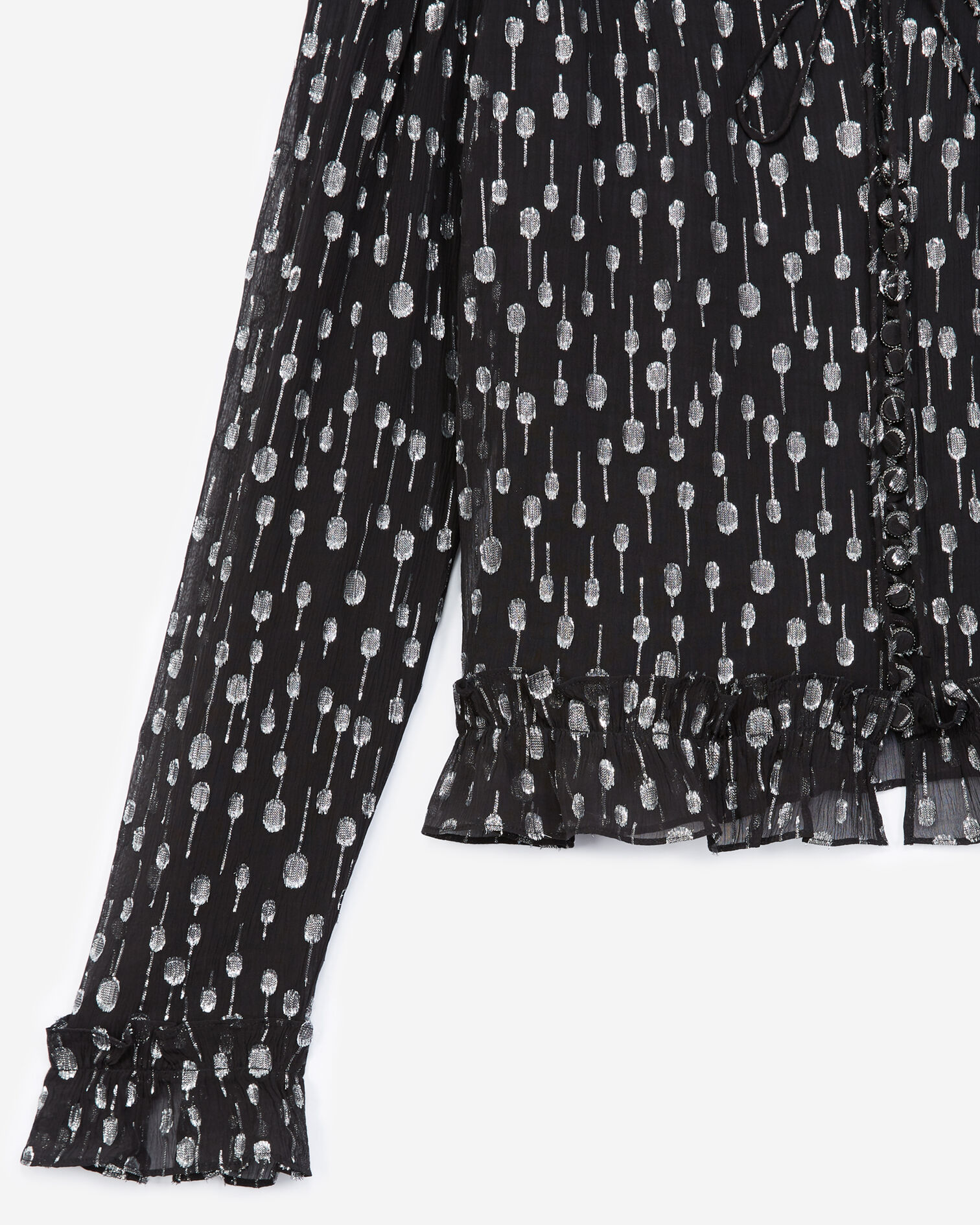 Smart black shirt with silver cuffs, BLACK / SILVER, hi-res image number null