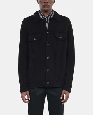 The Kooples HOMME BLACK cardigan en laine noire