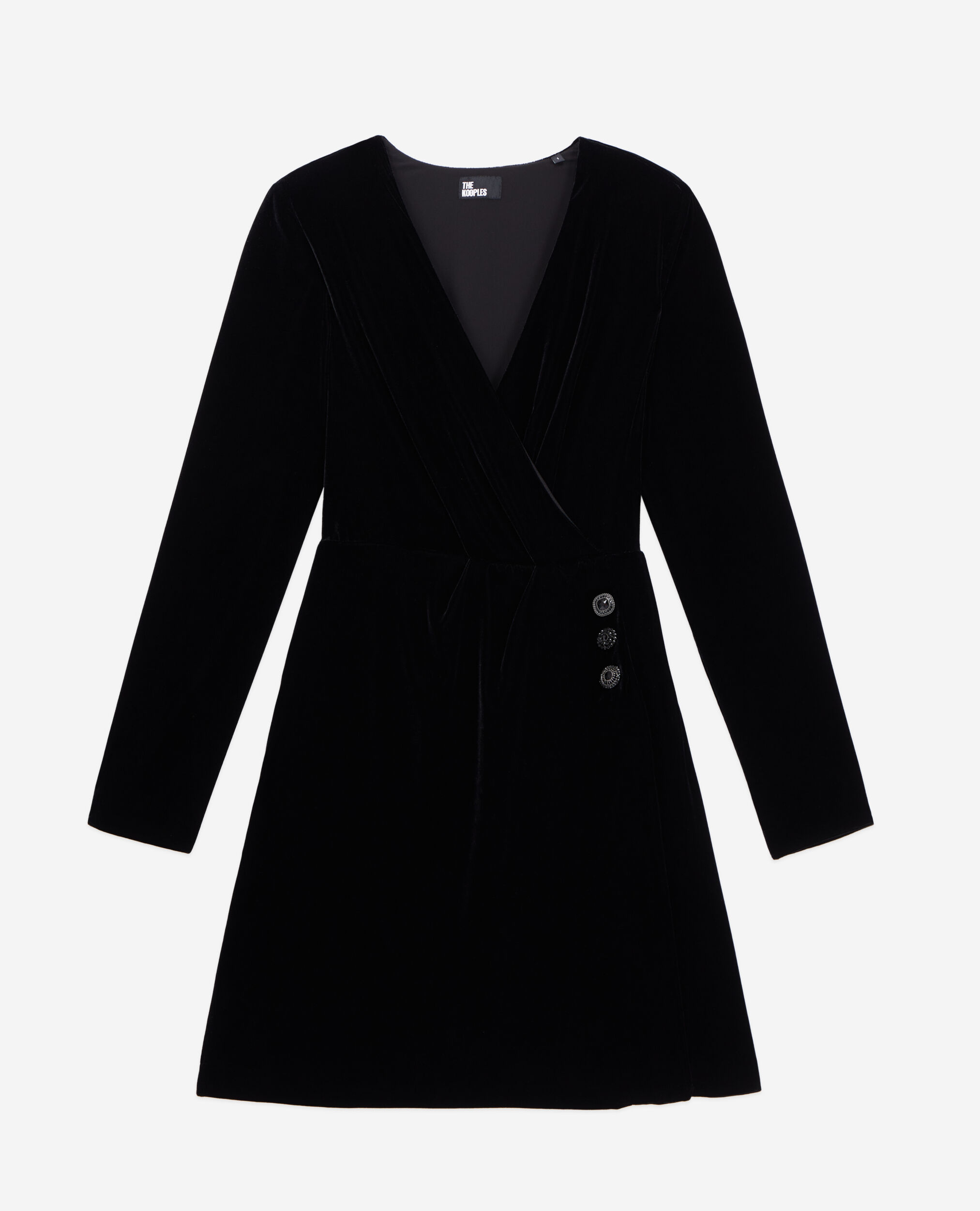 Short black velvet dress, BLACK, hi-res image number null