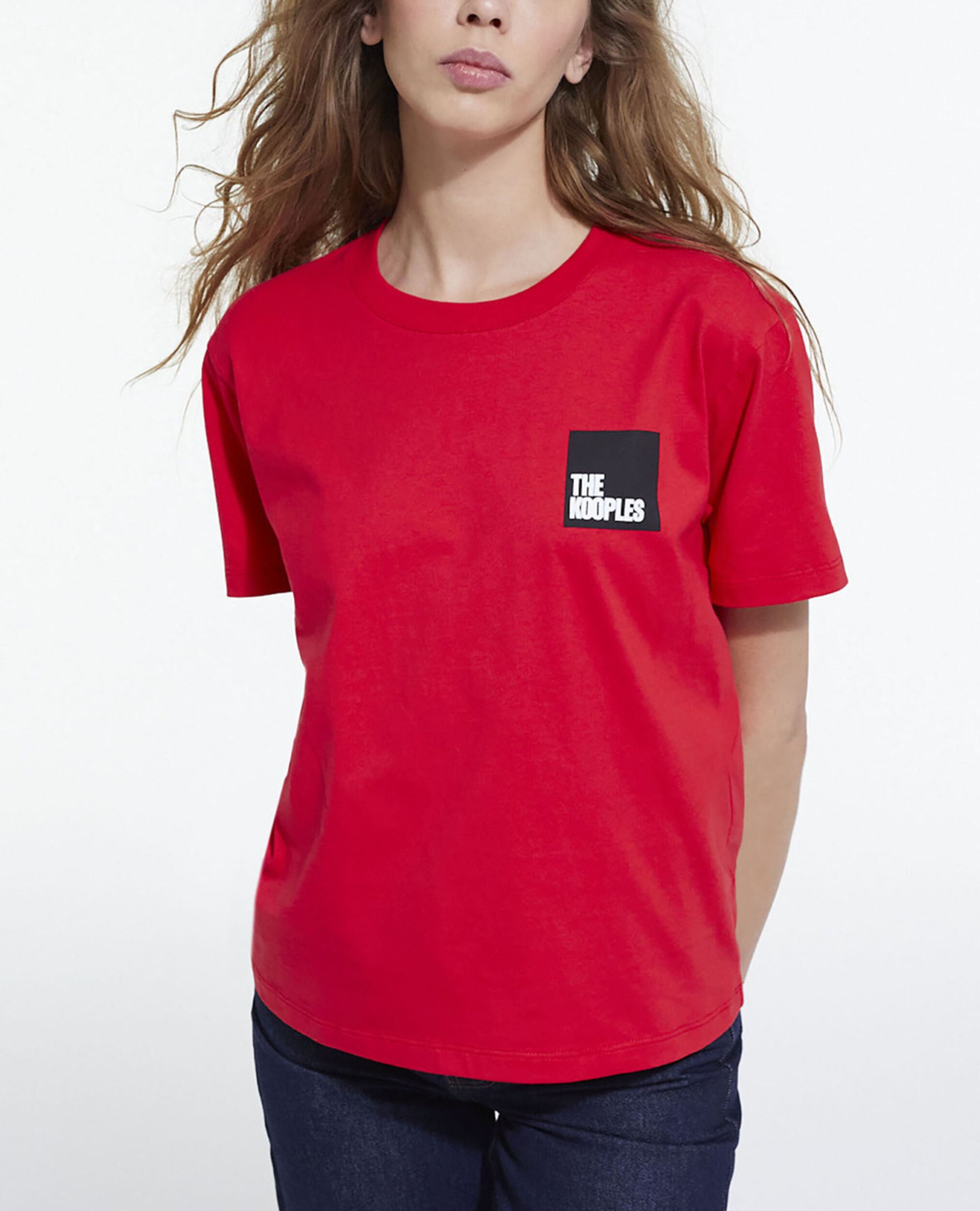 Red cotton T-shirt, TANGO RED, hi-res image number null