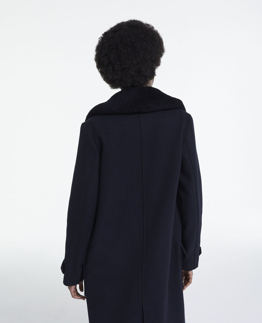 The Kooples FEMME NAVY manteau en laine bleu marine