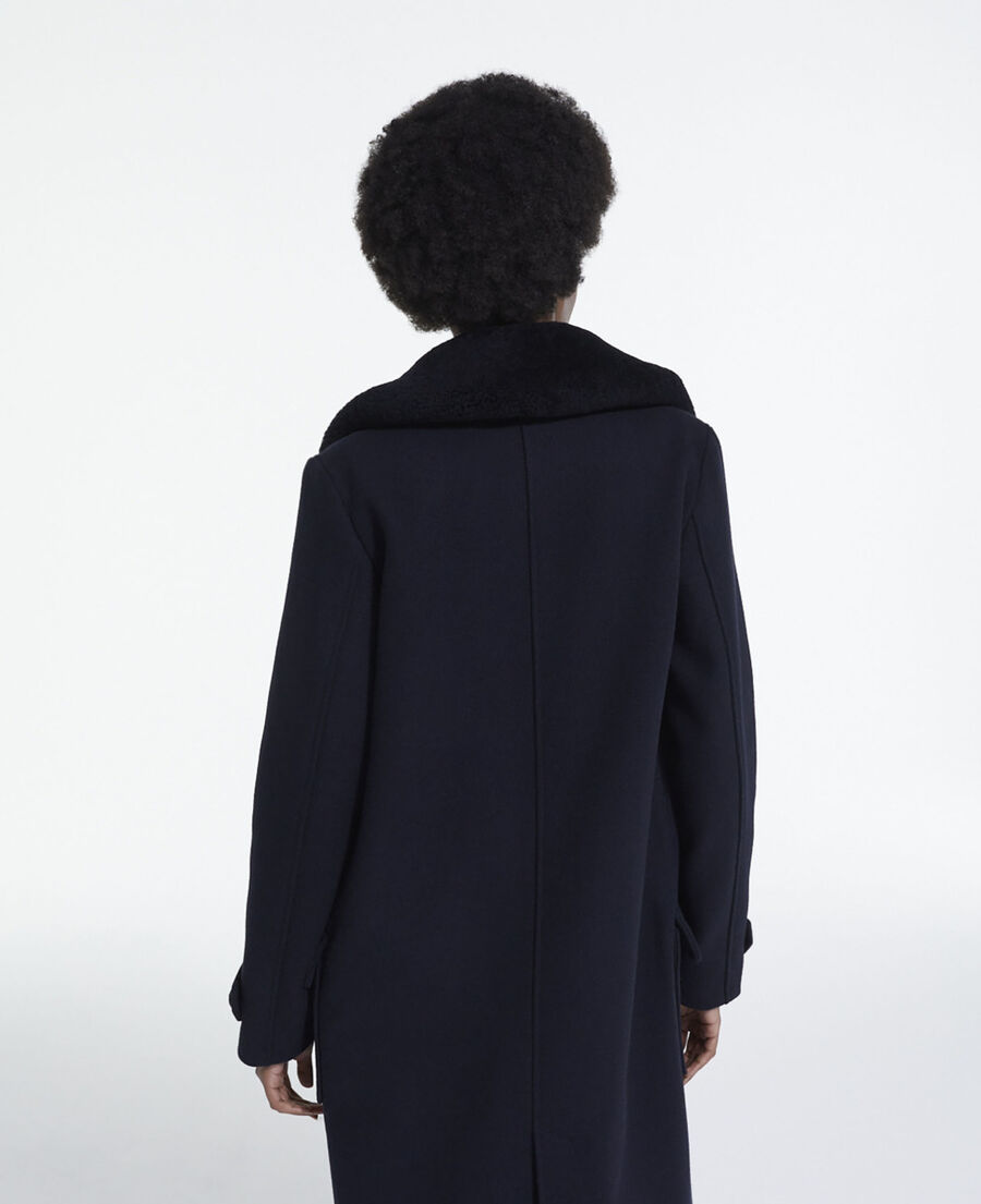 The Kooples FEMME NAVY manteau en laine bleu marine