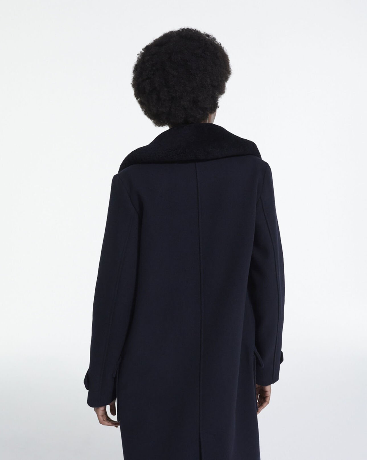 The Kooples FEMME NAVY manteau en laine bleu marine