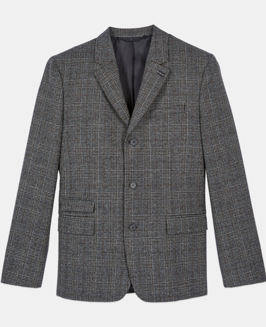 The Kooples HERREN BROWN / BLACK blazer aus wolle mit prince-of-wales-muster