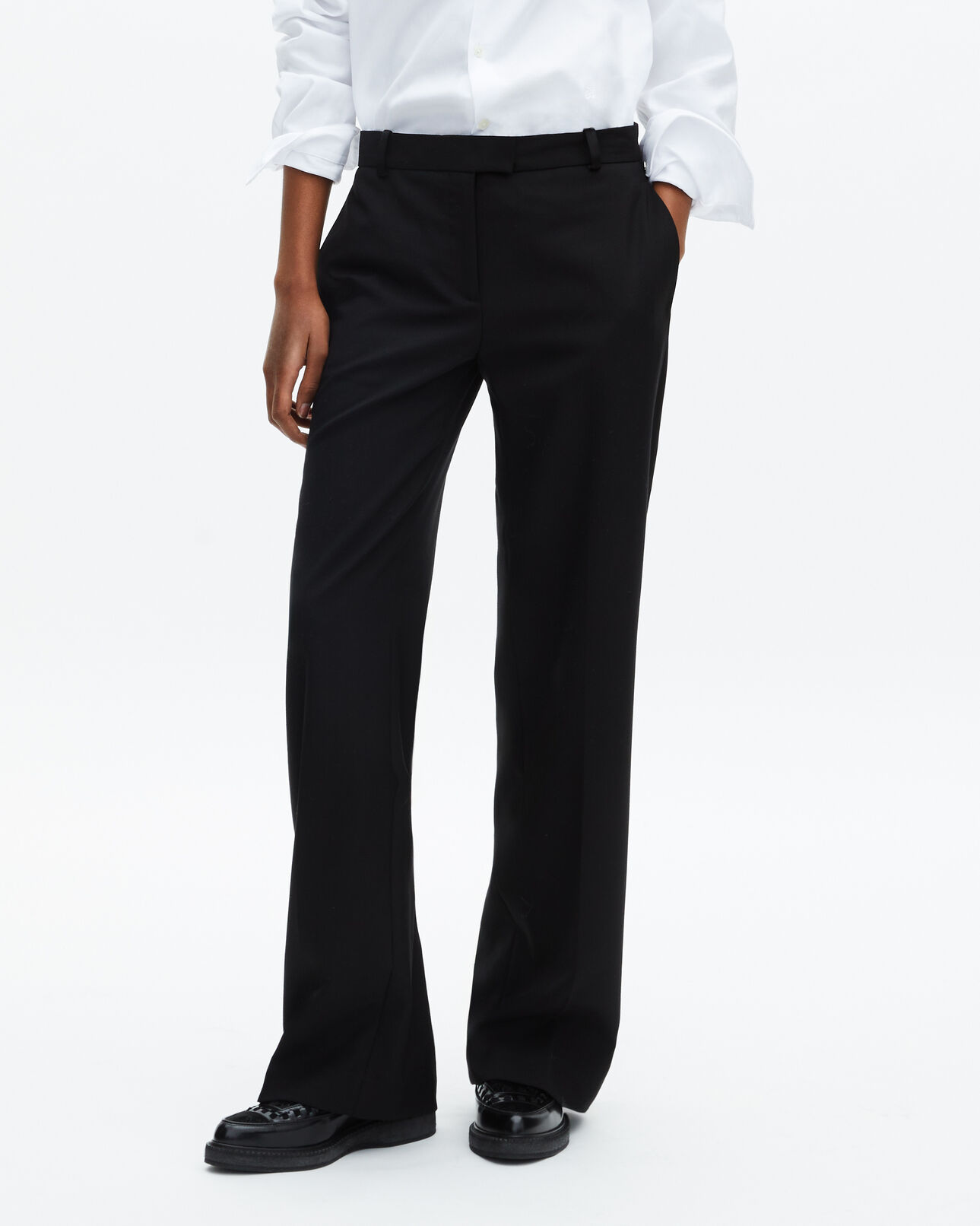 The Kooples WOMEN BLACK black wide-leg tuxedo pants