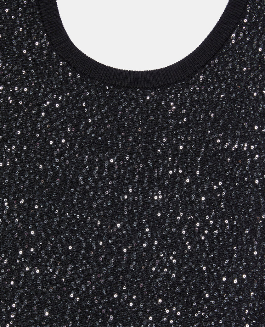 The Kooples WOMEN BLACK black sequin knit short dress