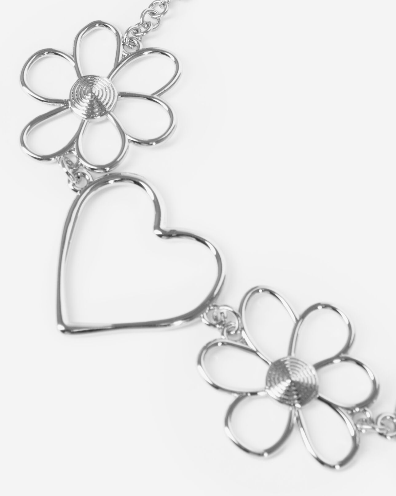 The Kooples FEMME SILVER collier ras de cou cœurs et fleurs argentés