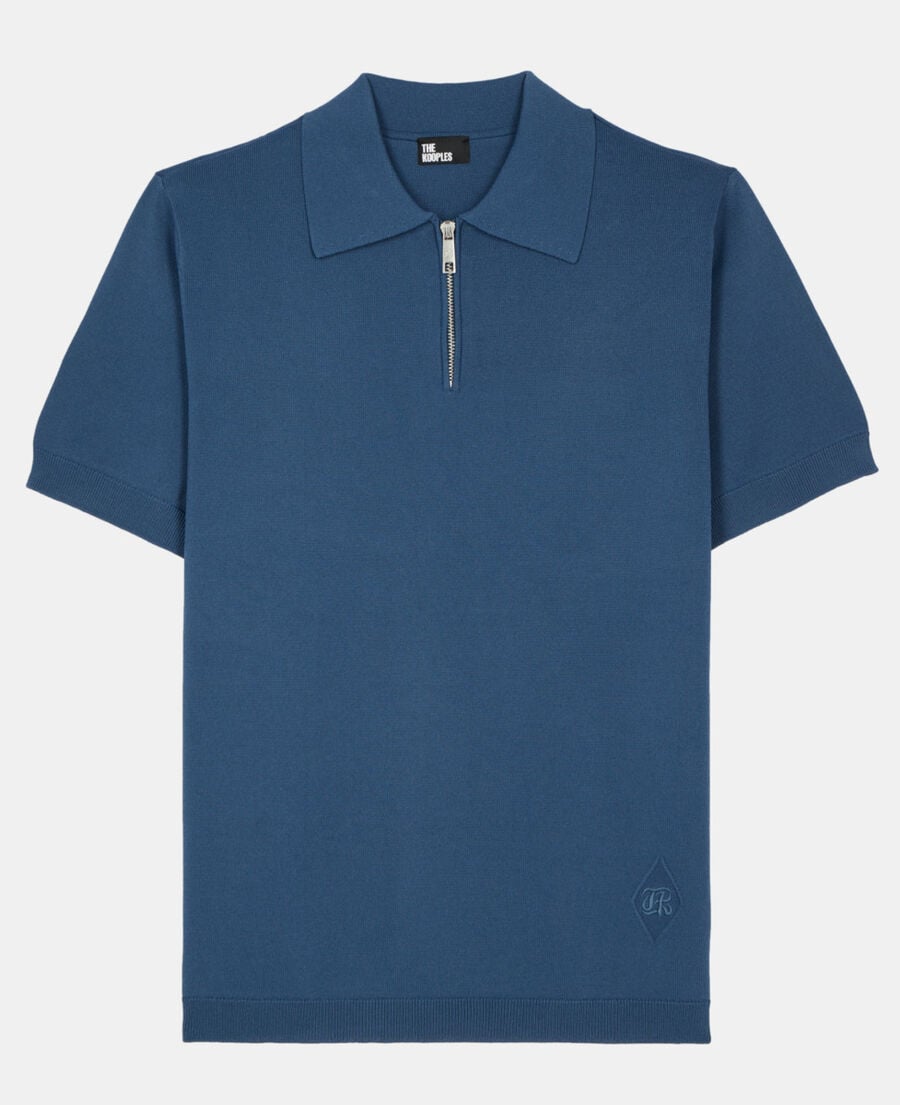 The Kooples MEN MIDDLE NAVY royal blue knitted polo t-shirt