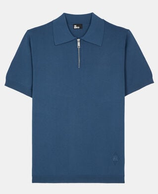 The Kooples MEN MIDDLE NAVY royal blue knitted polo t-shirt