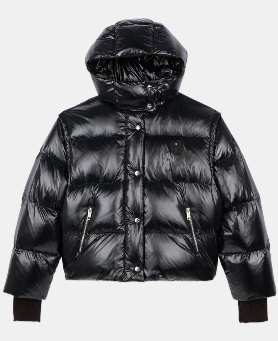The Kooples WOMEN BLACK black down jacket with detachable sleeves