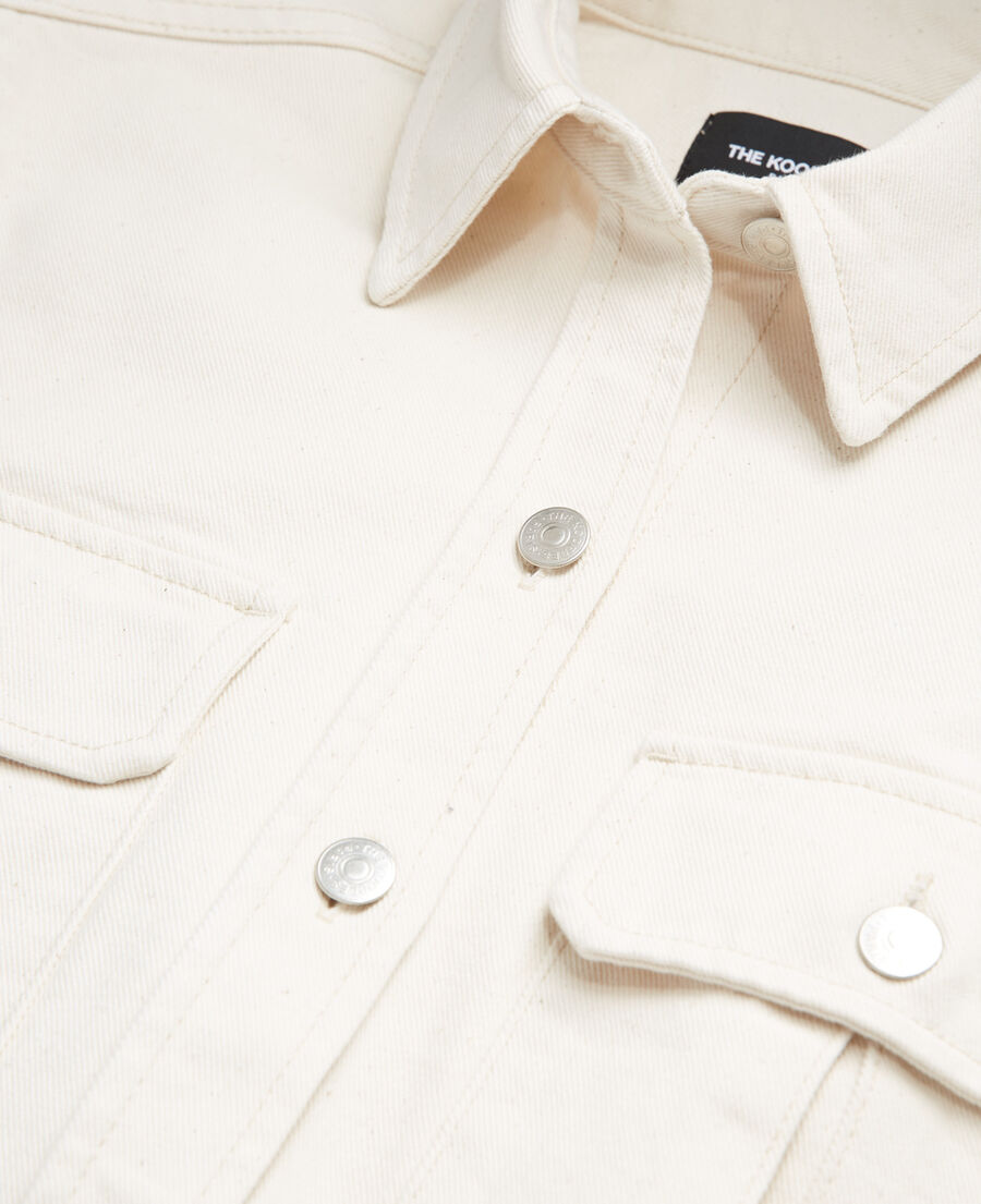 chemise jean oversize beige poches poitrine