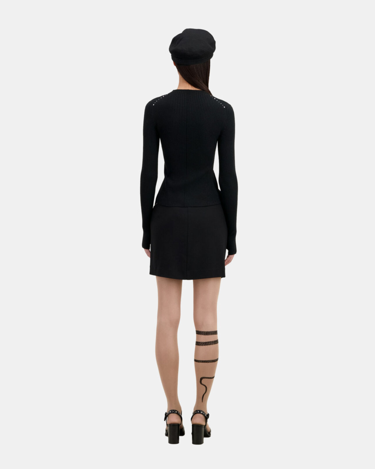 The Kooples WOMEN BLACK black knit sweater with studs