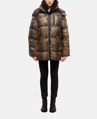 The Kooples FEMME LEOPARD doudoune oversize léopard bretelles logo