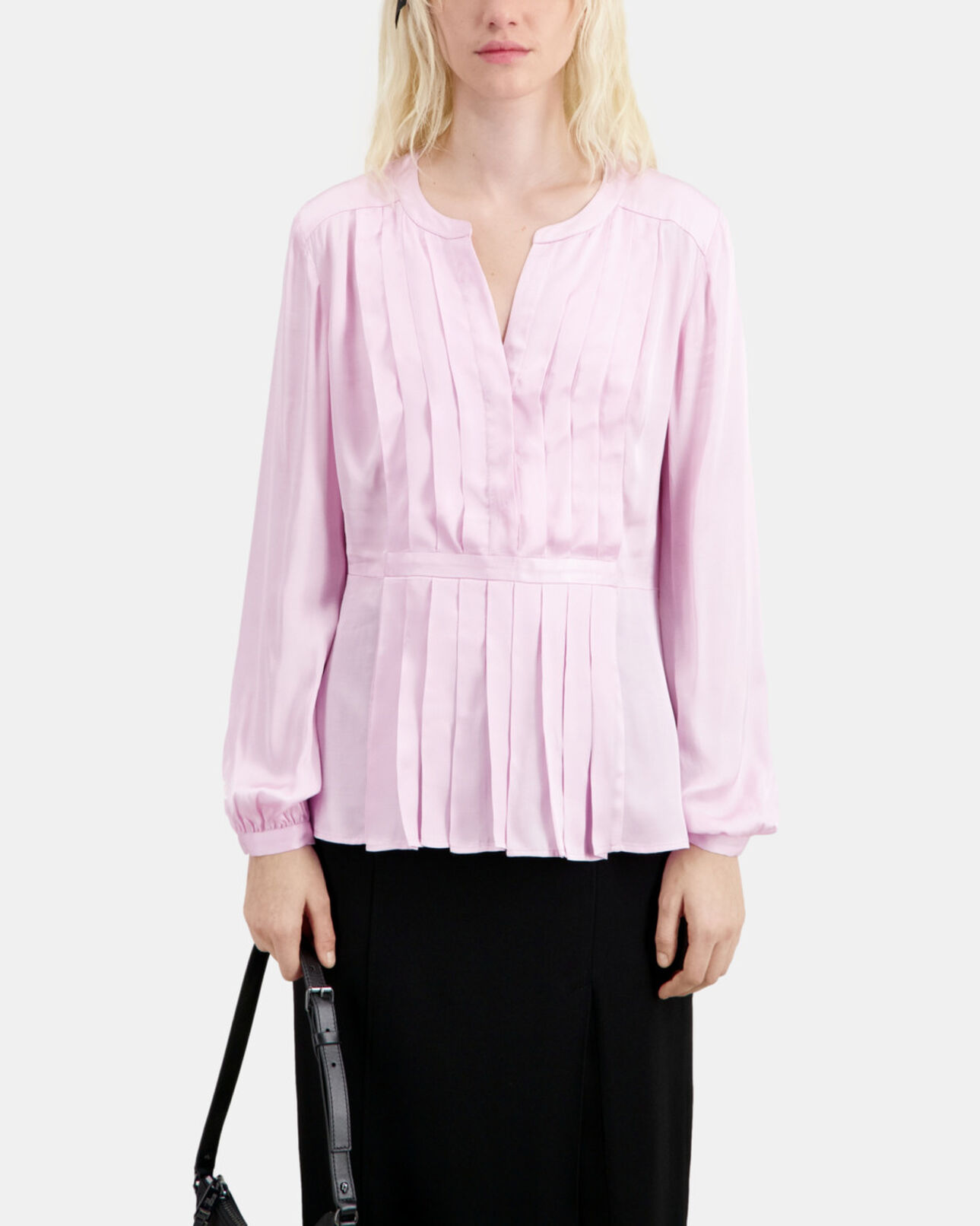 The Kooples FEMME PALE PINK top rose avec plissage
