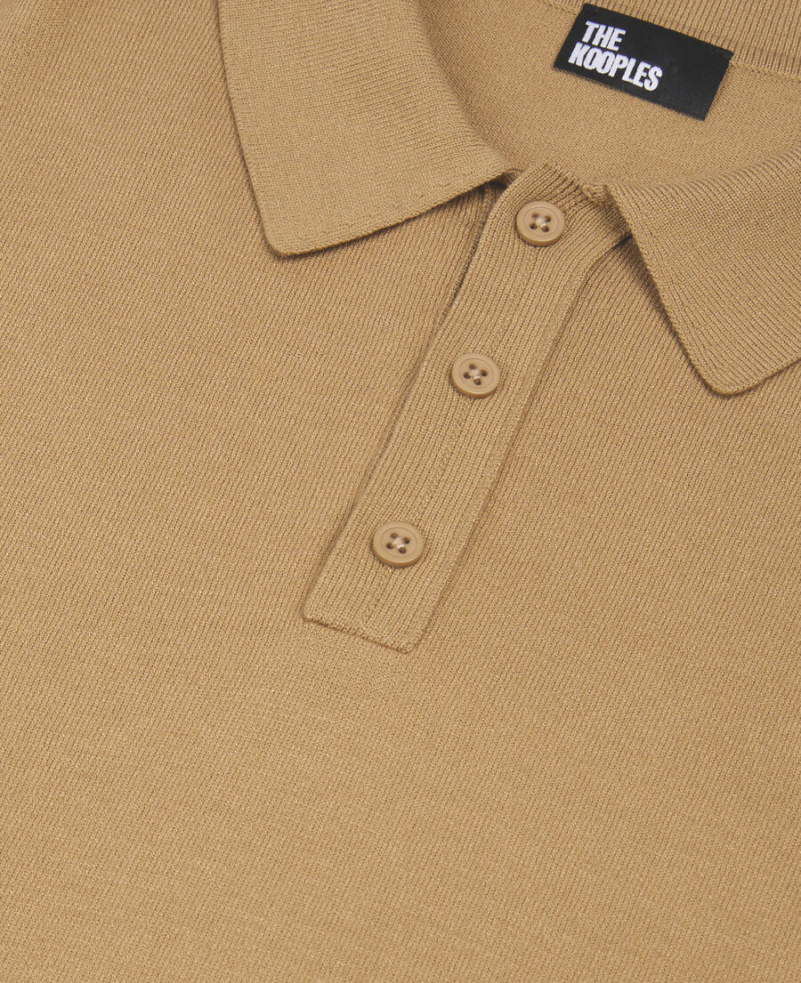 The Kooples H BEIGE brown knitted polo t-shirt