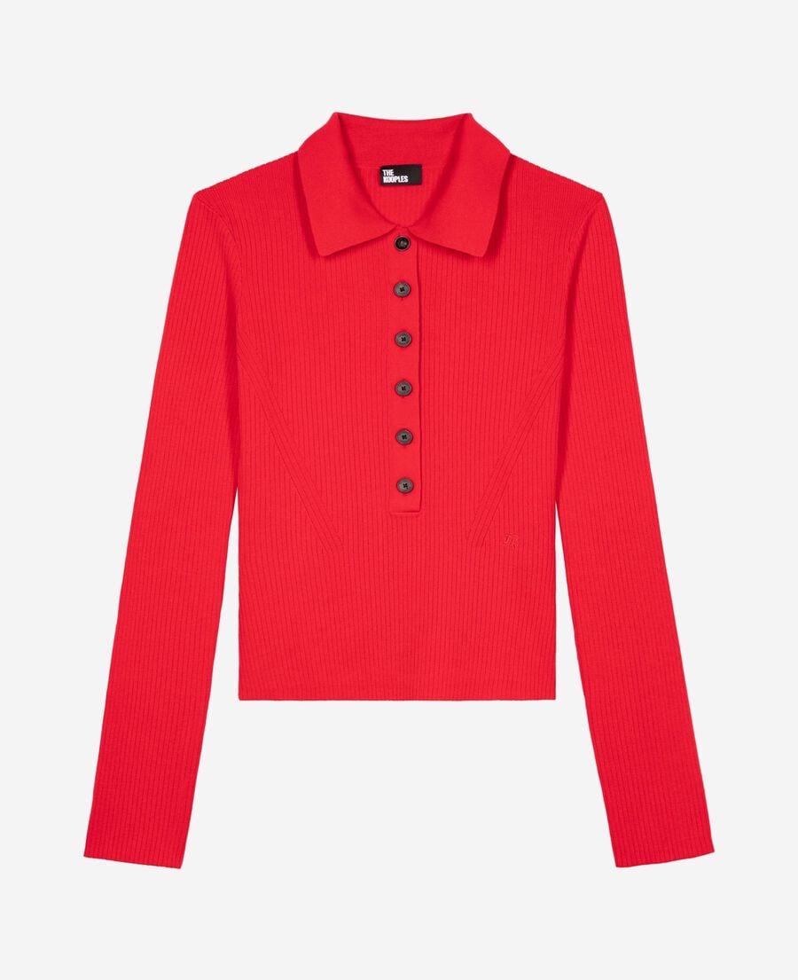 The Kooples F TANGO RED red rib knit sweater