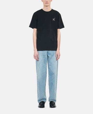 The Kooples HERREN BLACK schwarzes t-shirt mit butterfly-beflockung