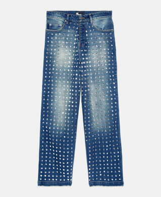 The Kooples F BLUE ELECTRIC blue straight studded jeans