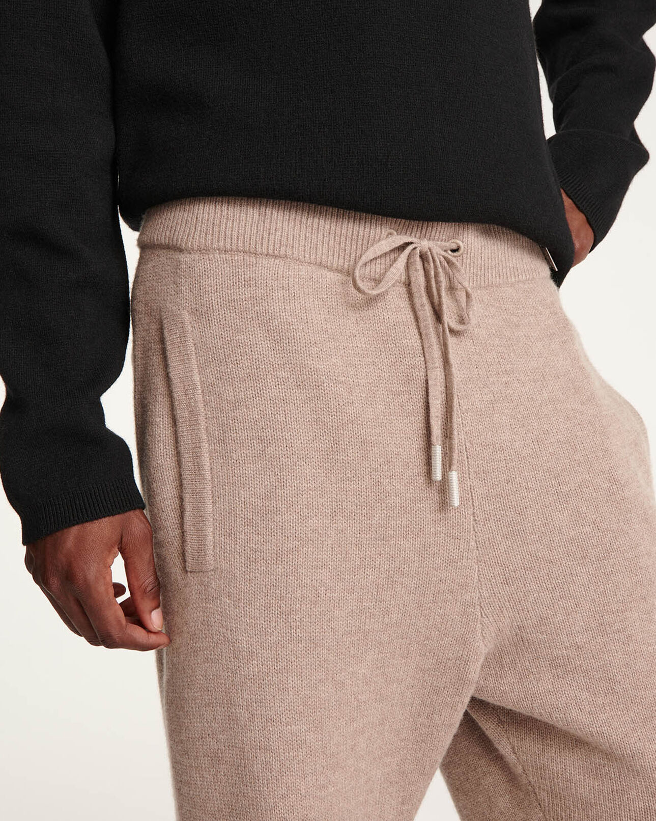 The Kooples MEN BEIGE beige wool joggers in loose-fitting knit