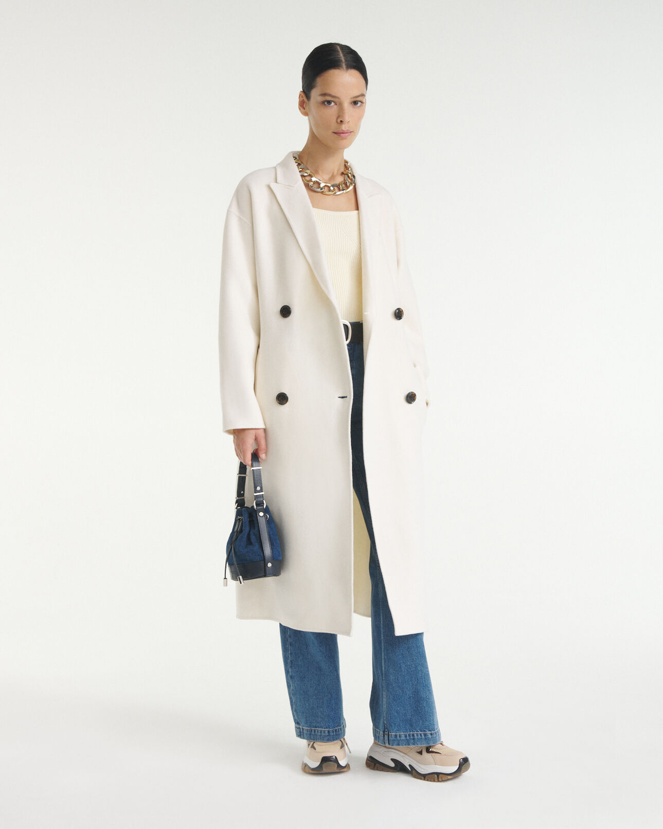 The Kooples DAMEN ECRU wollmantel ecrufarben doubleface oversized
