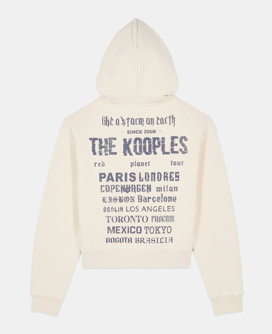 The Kooples DAMEN ECRU ecrufarbenes kapuzensweatshirt