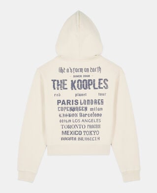 The Kooples DAMEN ECRU ecrufarbenes kapuzensweatshirt