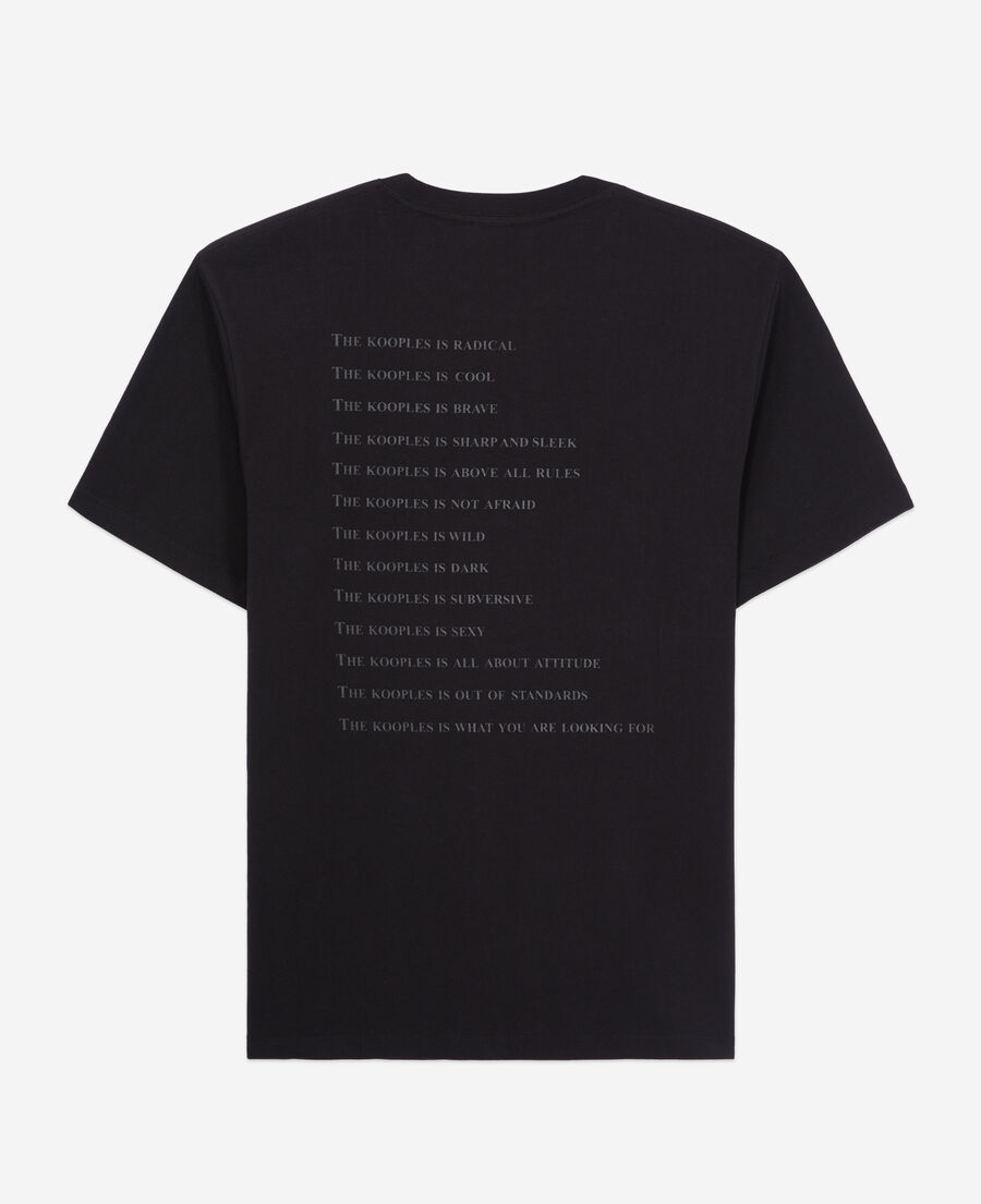 The Kooples HERREN BLACK schwarzes t-shirt mit &bdquo;what is&ldquo;-schriftzug