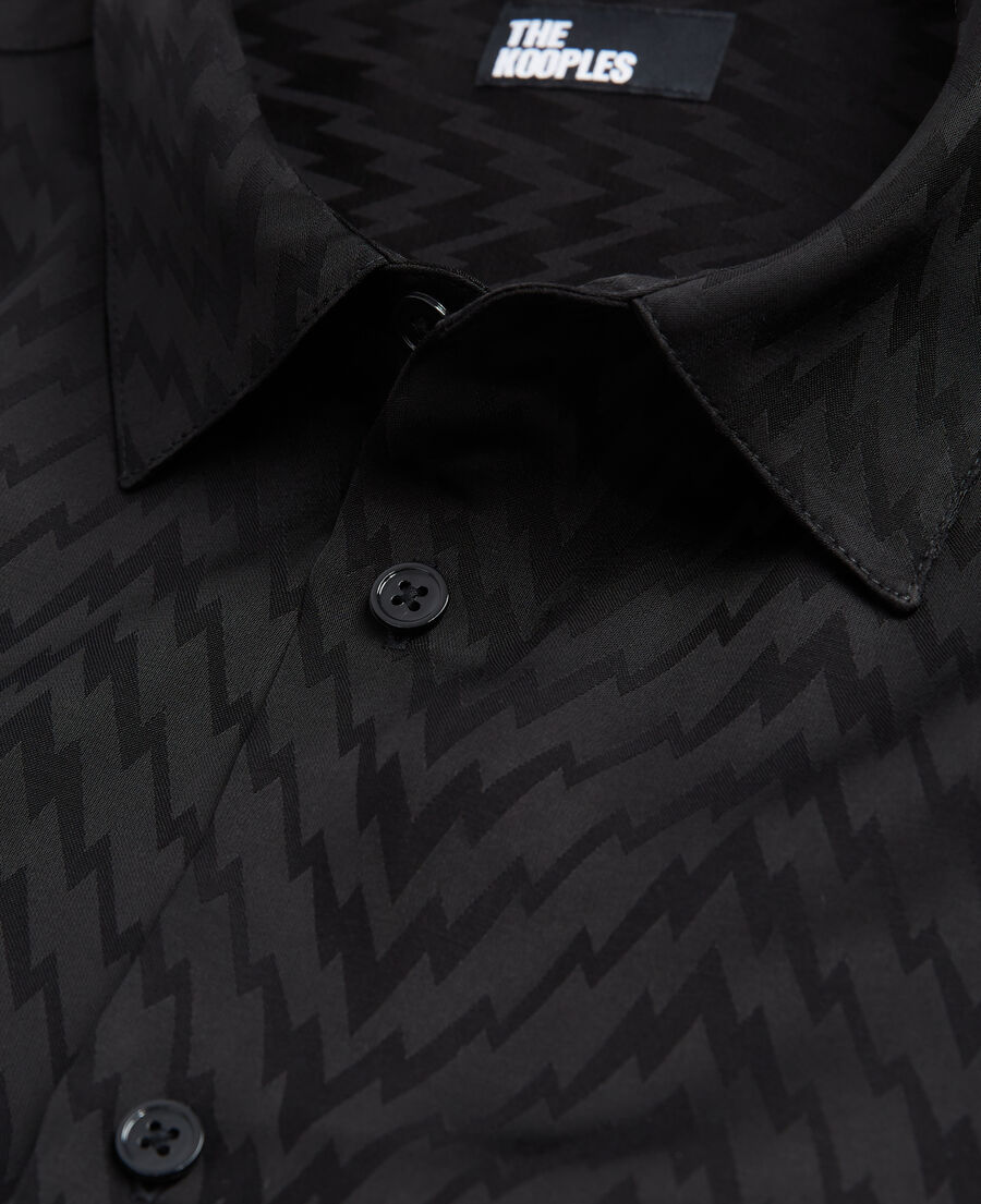 chemise col classique en jacquard noire