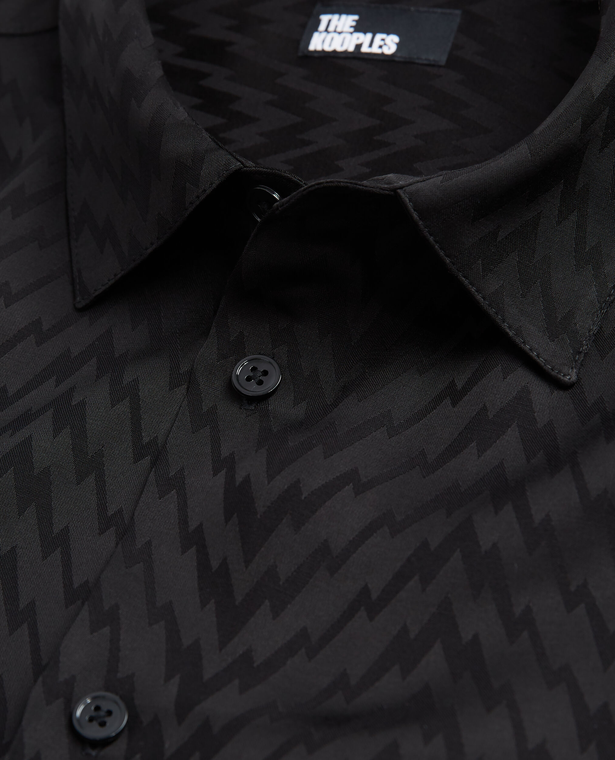 Chemise col classique en jacquard noire, BLACK, hi-res image number null