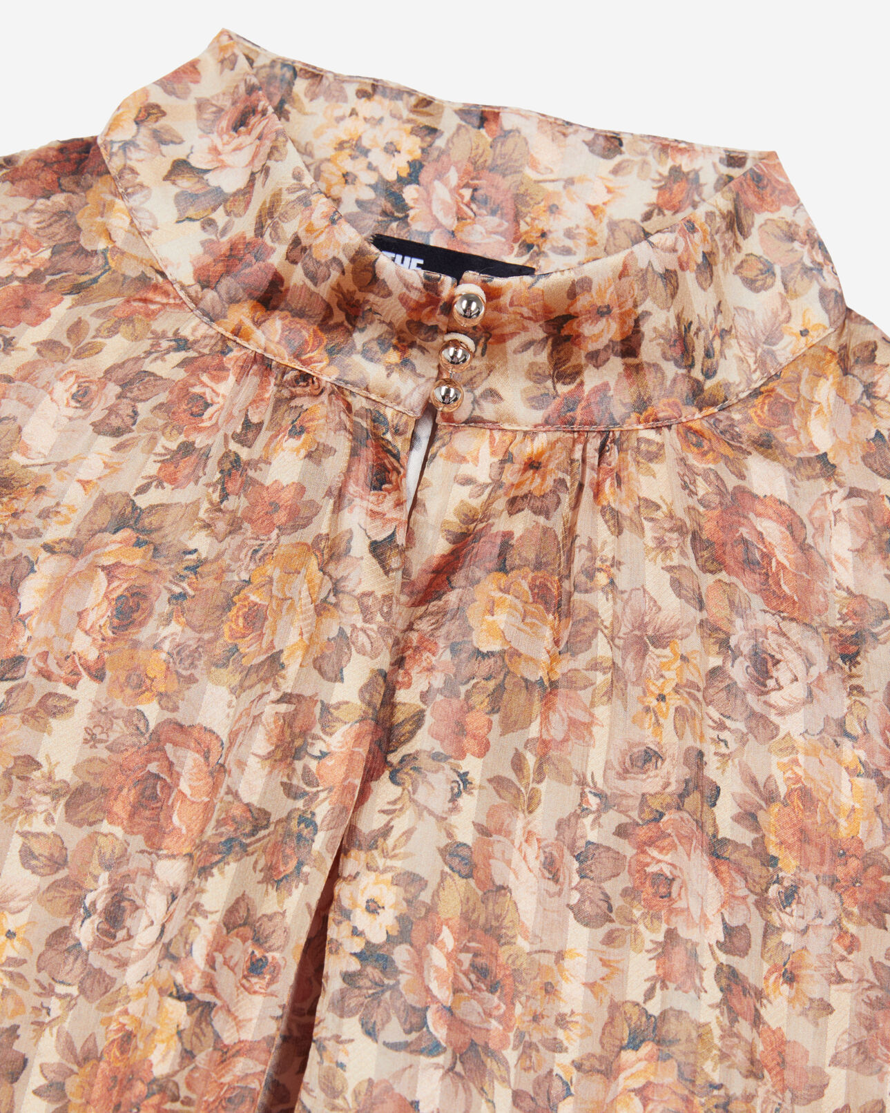 The Kooples FEMME CAMEL / BROWN top en soie imprimé fleuri