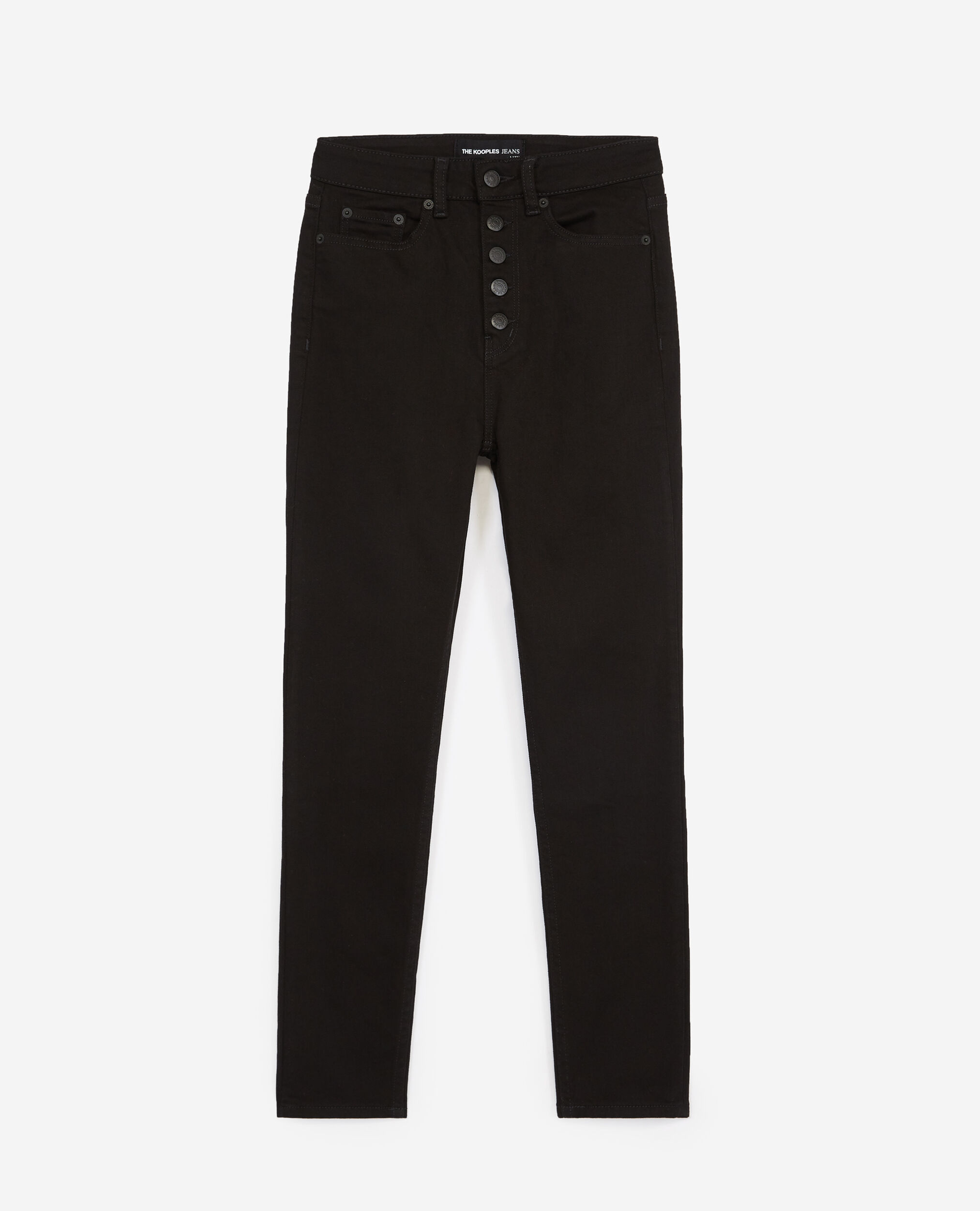 Slim-fit black jeans with buttons, BLACK, hi-res image number null