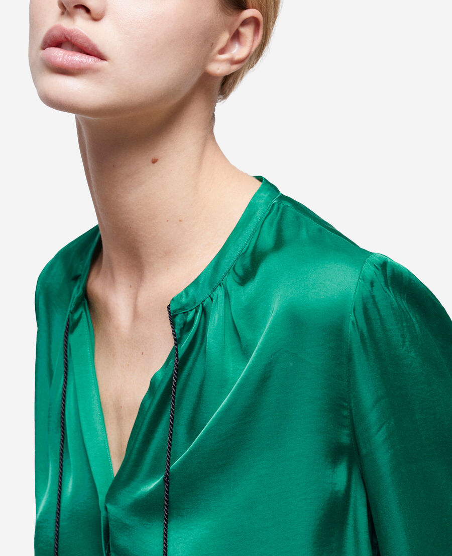 The Kooples FEMME GREEN chemise manches bouffantes verte