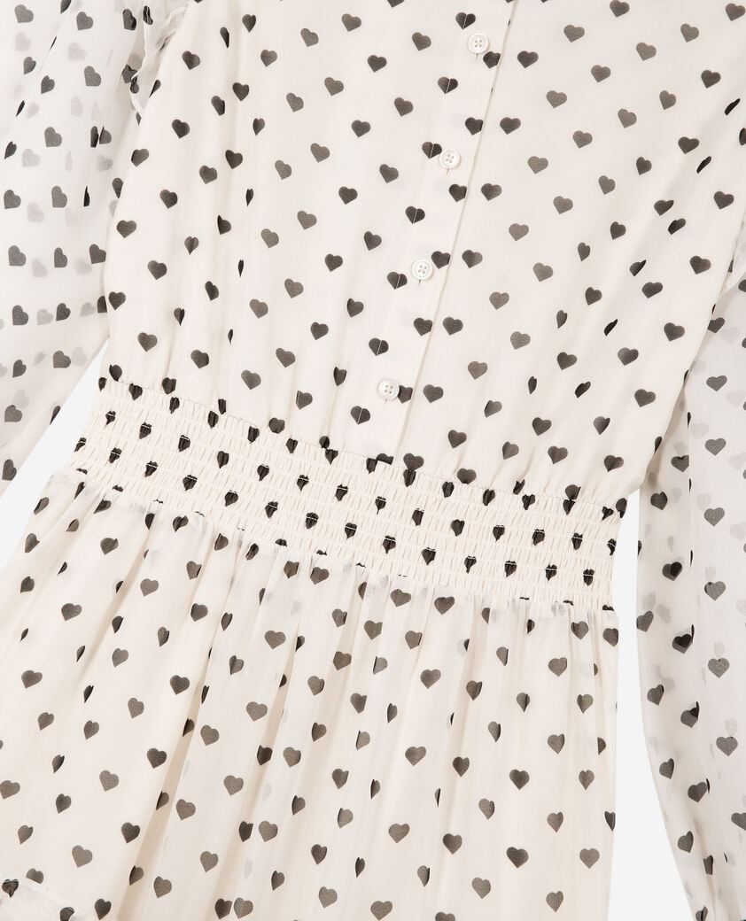 The Kooples FEMME WHITE / BLACK robe longue imprim&eacute; c&oelig;urs &eacute;crue