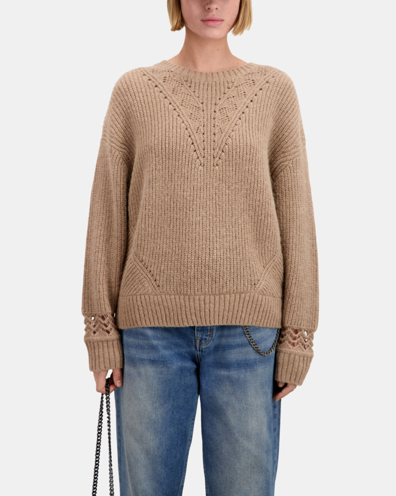 The Kooples FEMME BROWN-BEIGE pull camel en laine mélangée