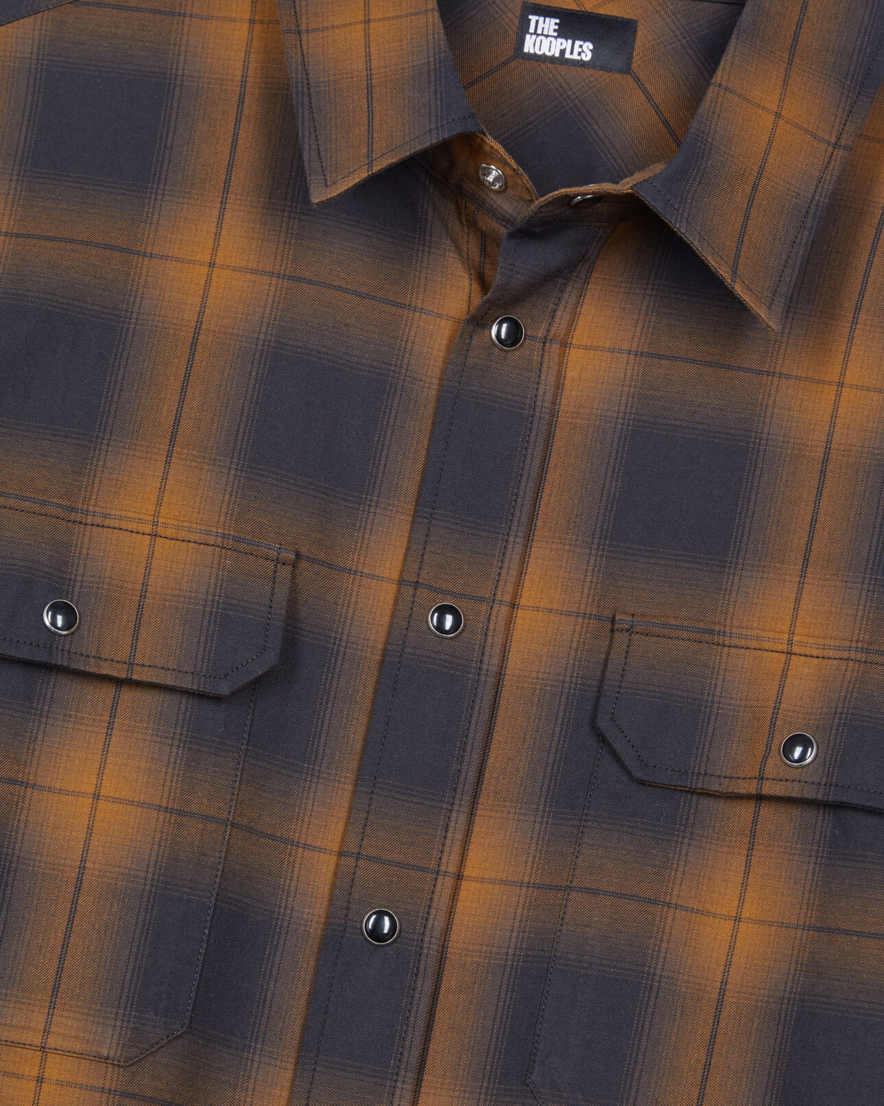 The Kooples MEN DARK BROWN black and brown checked overshirt