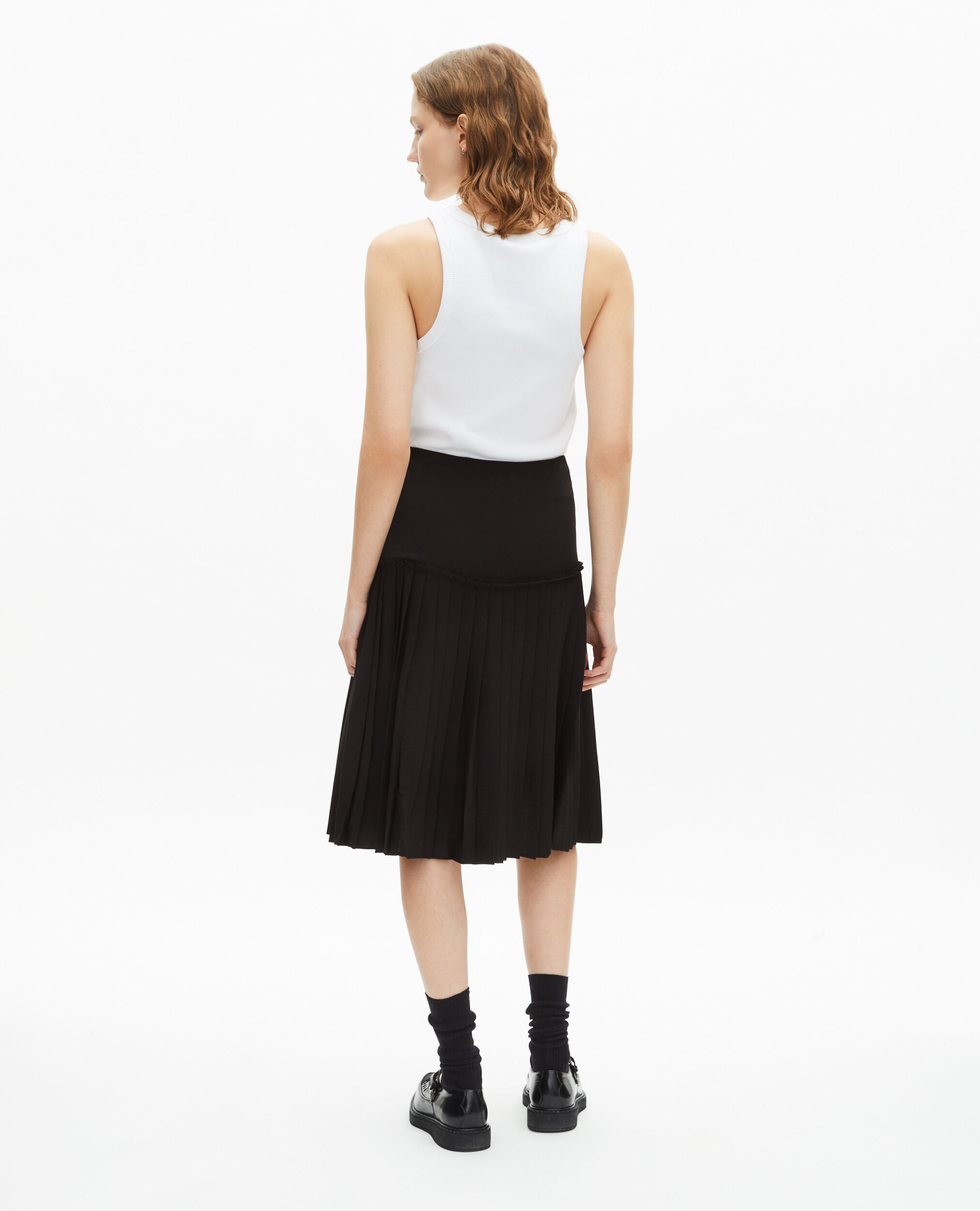 Schwarzer Midi-Faltenrock, BLACK, hi-res image number null