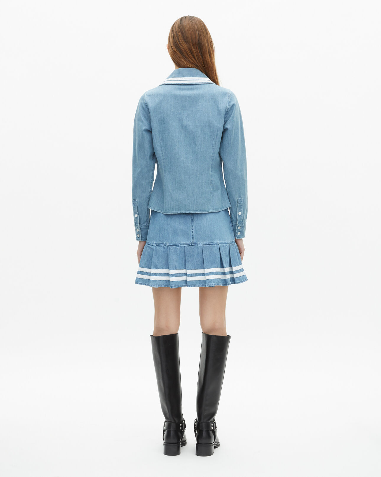 The Kooples FEMME BABY BLUE chemise col claudine en denim