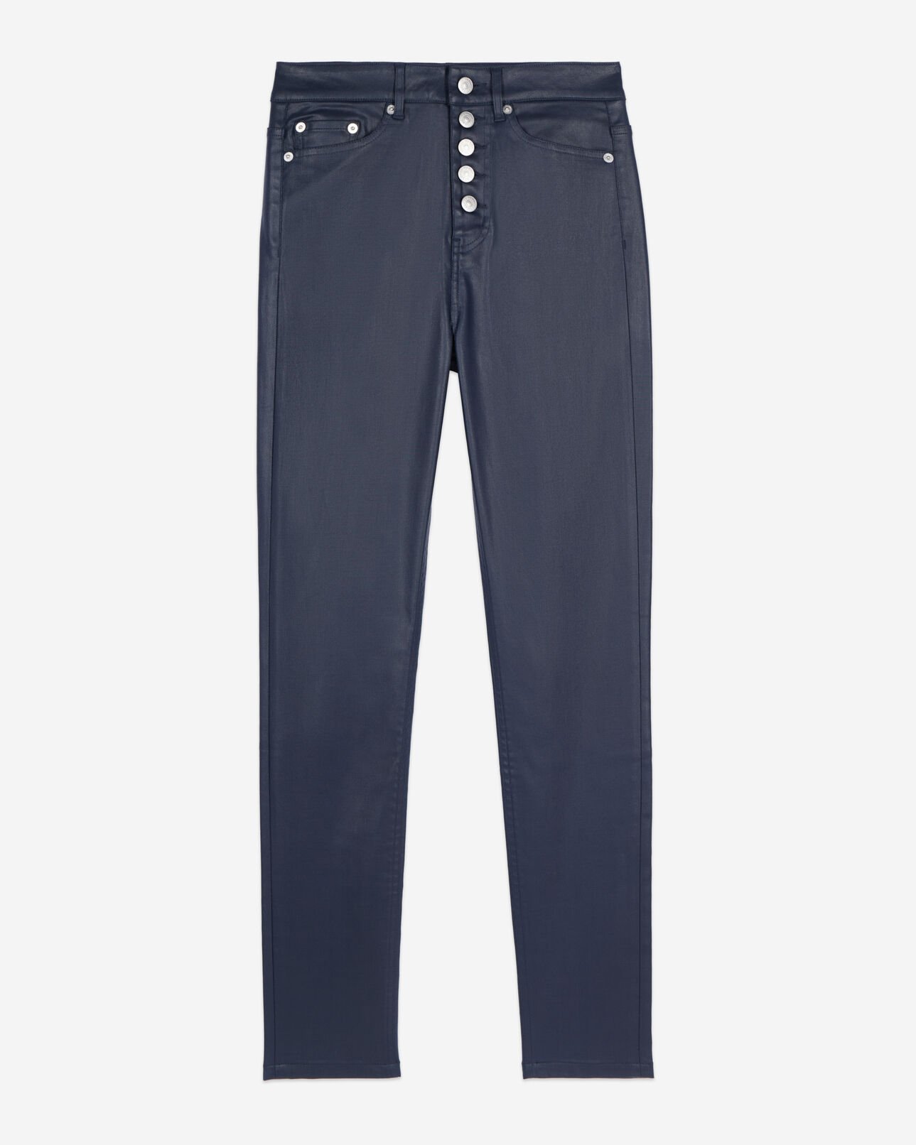 The Kooples WOMEN NAVY navy blue leather-effect skinny jeans