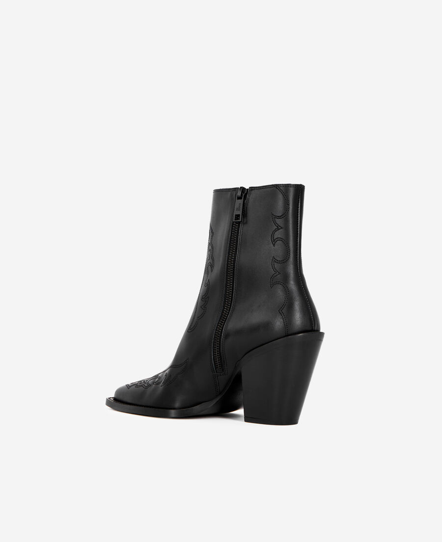 The Kooples F BLACK black leather heeled ankle boots